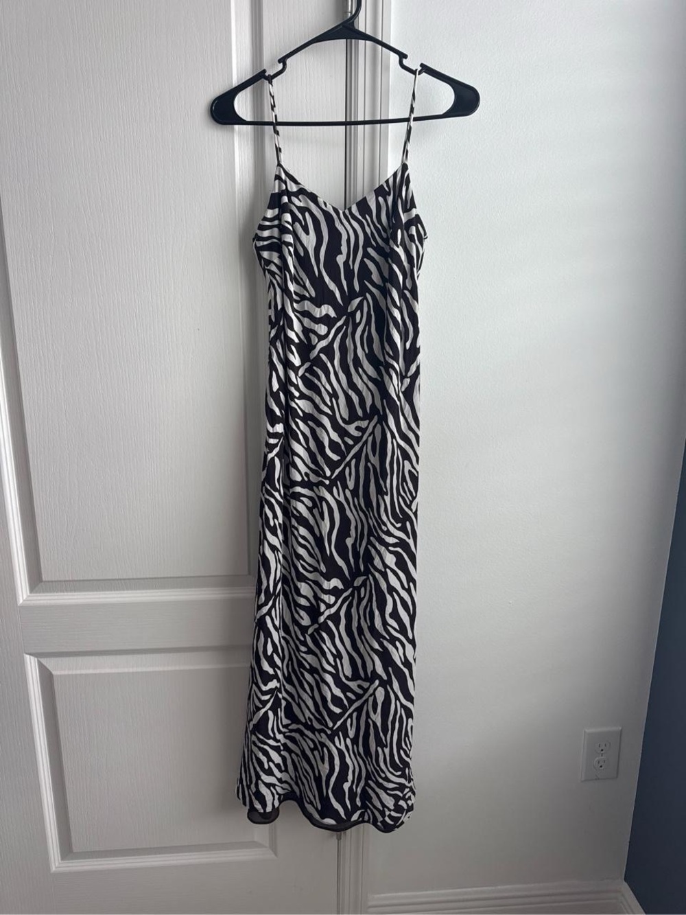 INC International Concepts Zebra-Print Maxi Slip Silk Dress Brown and white